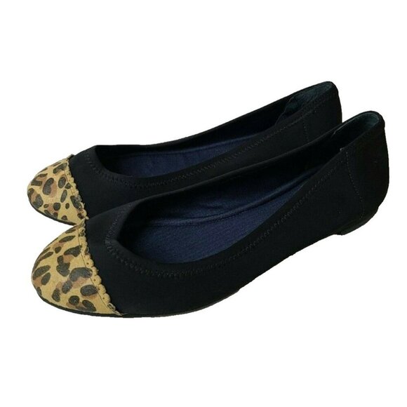 Jack Rogers Shoes - Jack Rogers Womens Ballet Flats Size 7.5M Black Leopard Print Slip On Shoes